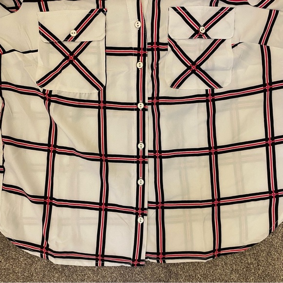 Adrienne Vittadini Women's Long Sleeves Button Up Top Roll Tab Sleeve Size L NWT - Picture 8 of 15